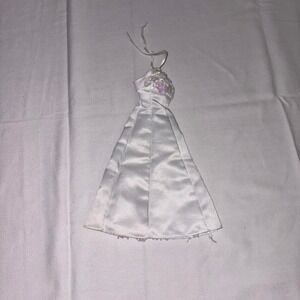 Barbie Sparkly White Doll Dress Wedding Gown Fairy Princess Costume Clothes